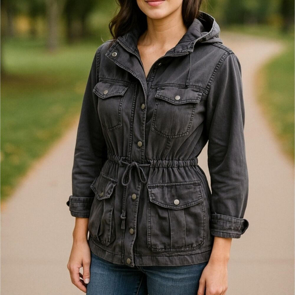 Aritzia Talula | Trooper Military Hooded Utility Jacket Faded Gray XS Grunge
